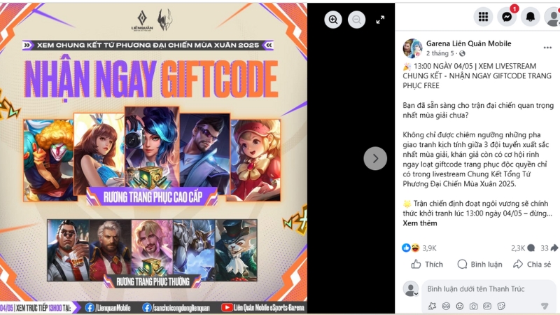 Hãy thường xuyên cập nhật những sự kiện hot để nhận giftcode hấp dẫn