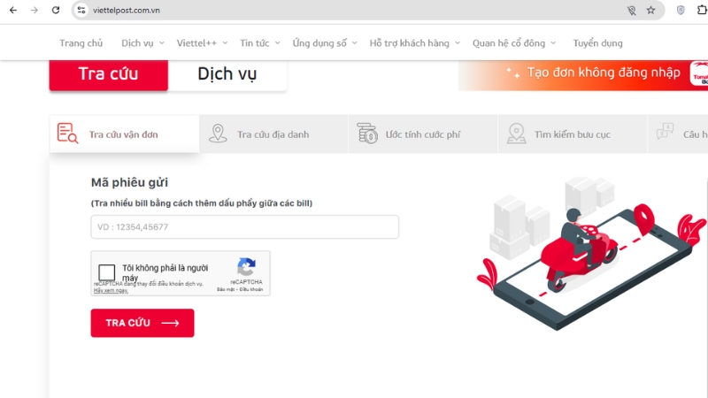 Tìm mục Tra cứu vận đơn