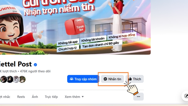 Nhấn vào Nhắn tin