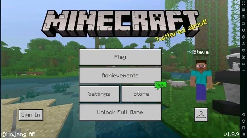 Giao diện của Minecraft Trial