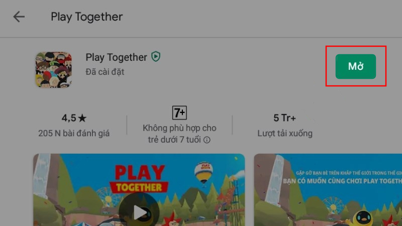 Mở game Play Together và chơi