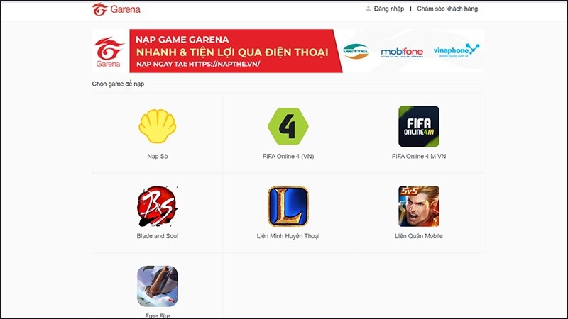 Truy cập vào website của Free Fire