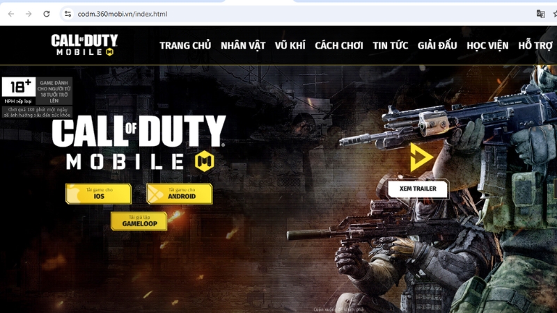 Truy cập vào website tải Call of Duty