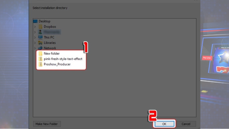 Nhấn OK để hoàn tất chọn thư mục