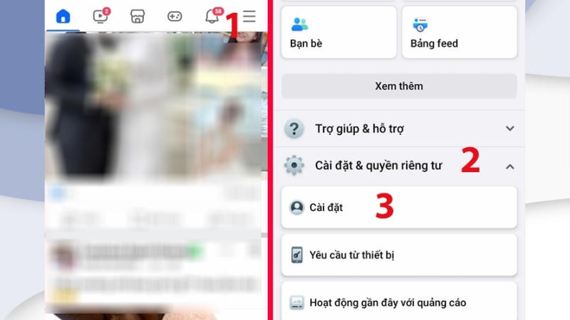 Nhấn vào biểu tượng 3 gạch ngang