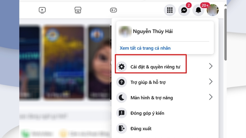 Nhấn vào ảnh đại diện và chọn Cài đặt & Quyền riêng tư