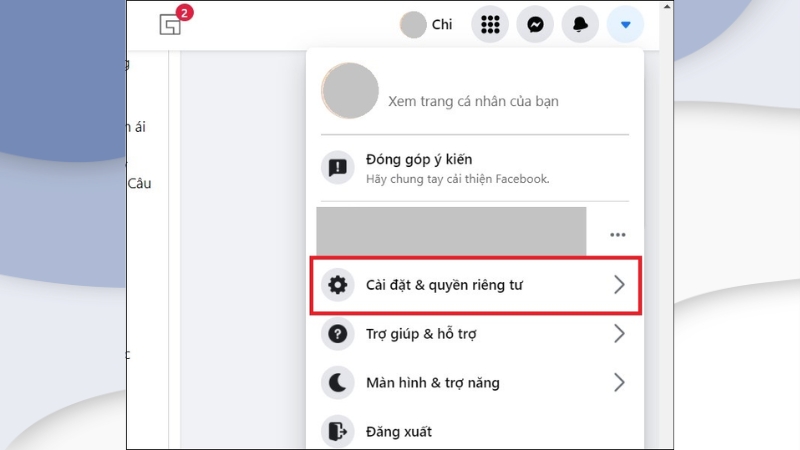 Vào phần Cài đặt và quyền riêng tư trên thanh tác vụ