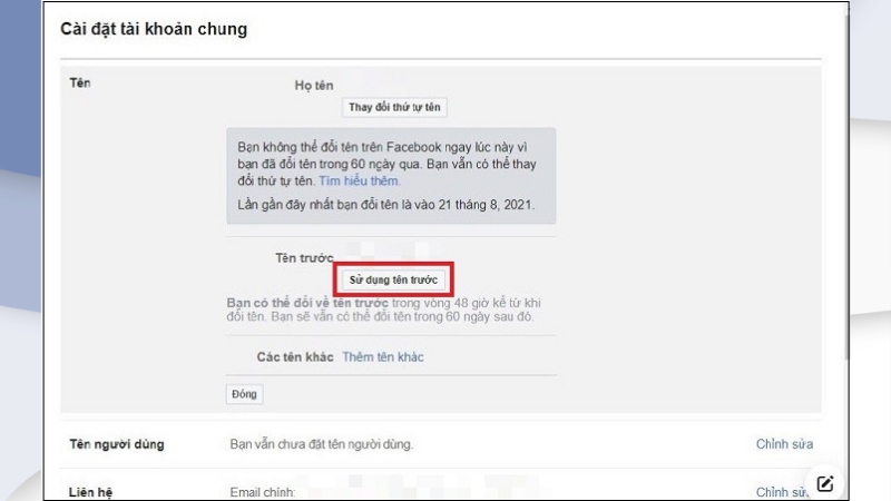Chọn sử dụng tên trước