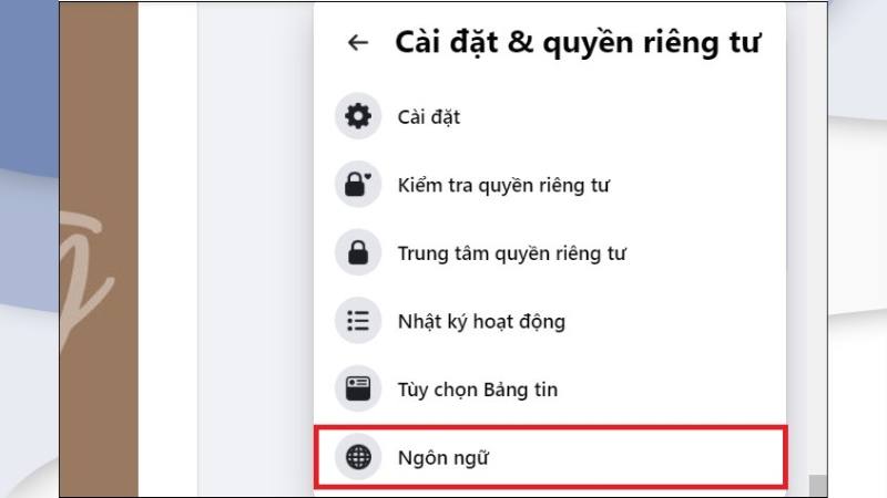 Chọn ngôn ngữ