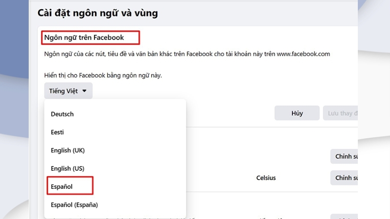Tiến hành chọn ngôn ngữ