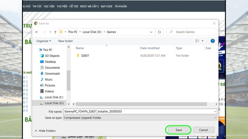 Chọn thư mục lưu file