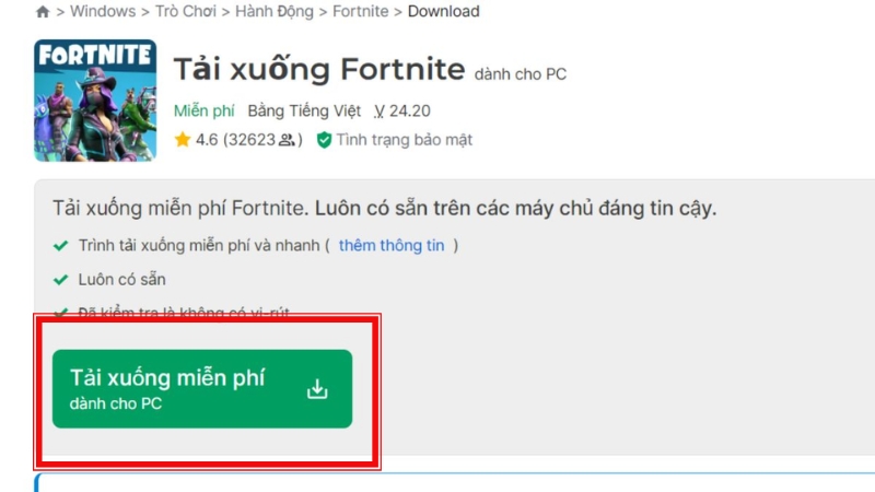 Tiếp tục nhấn vào tải xuống miễn phí