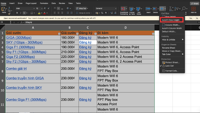 Cách giãn dòng trong Excel