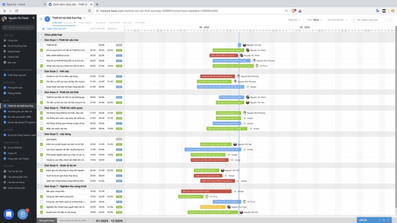 Quản lý công việc linh hoạt theo từng phòng ban và dự án trên Base Wework