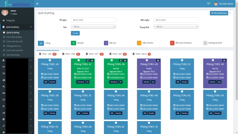 Giao diện quản lý định mức vật tư và giám sát thi công công trình xây dựng của Facework