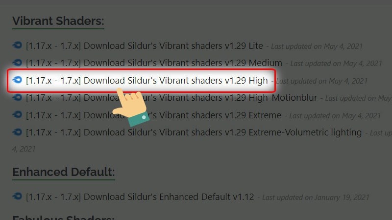 Chọn liên kết và nhấn tải