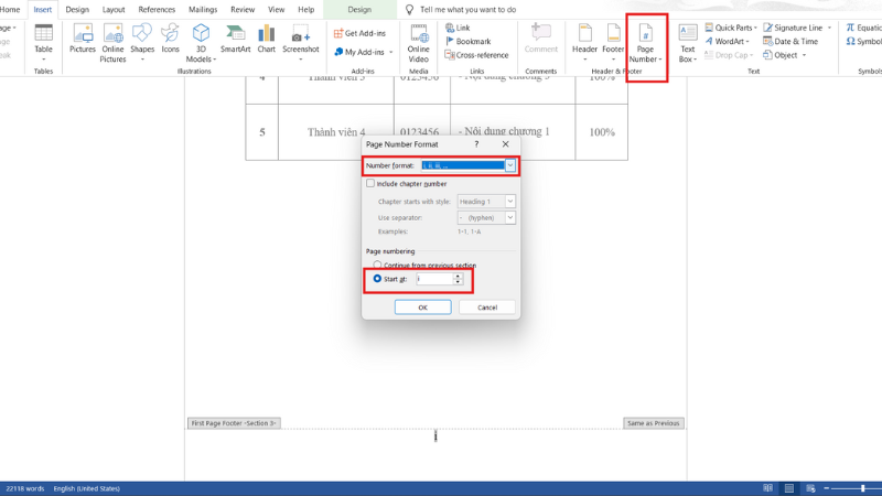 Cách đánh số trang trong Word theo ý muốn bằng số La Mã