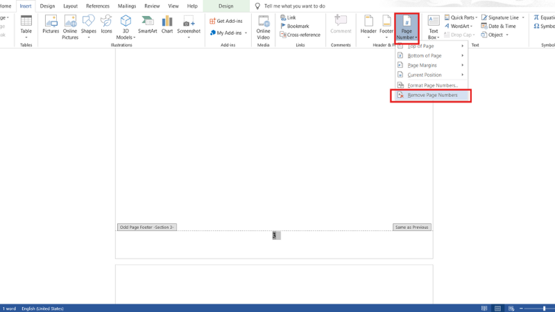 Khắc phục thao tác sai bằng xóa đánh số trang trong Word