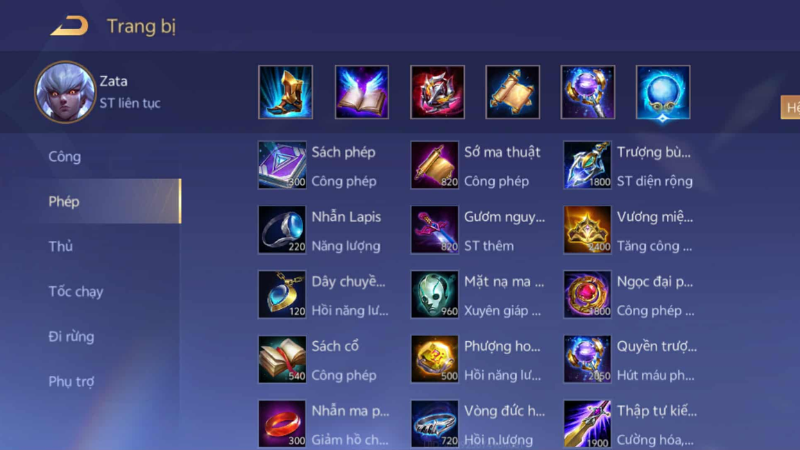 Build đồ chuẩn giúp tối ưu cách bay Zata