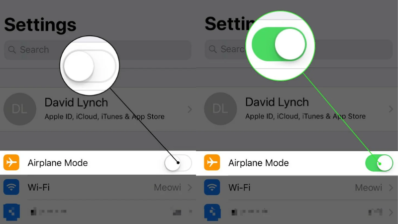 Bật chế độ máy bay để ngăn iPhone tự bật Wifi