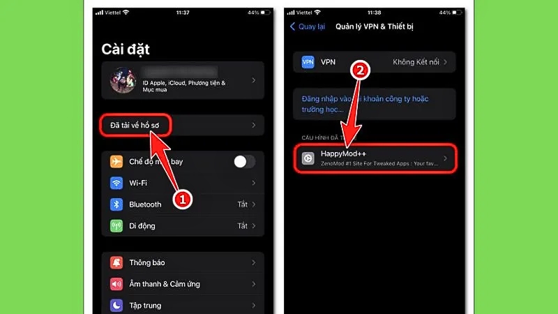 Nhấn vào đã tải về hồ sơ
