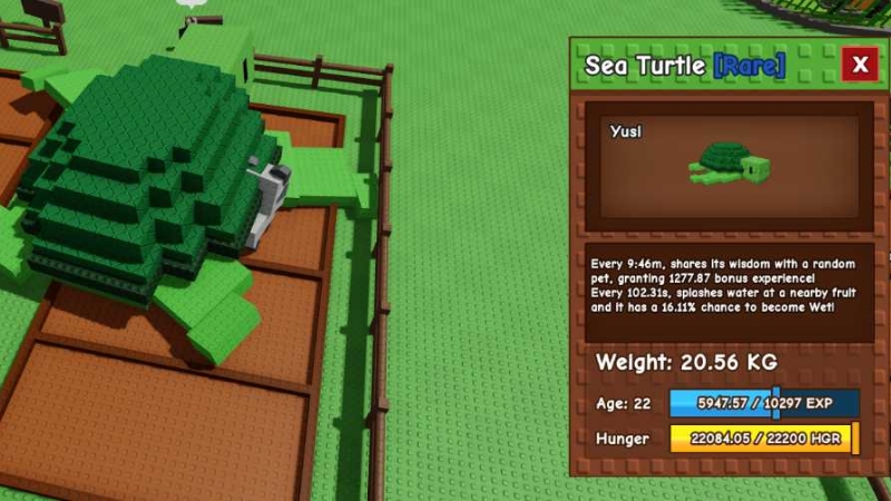 Sea Turtle tặng 1000+ XP ngẫu nhiên mỗi 10.5 phút và cơ hội tạo mutation Wet