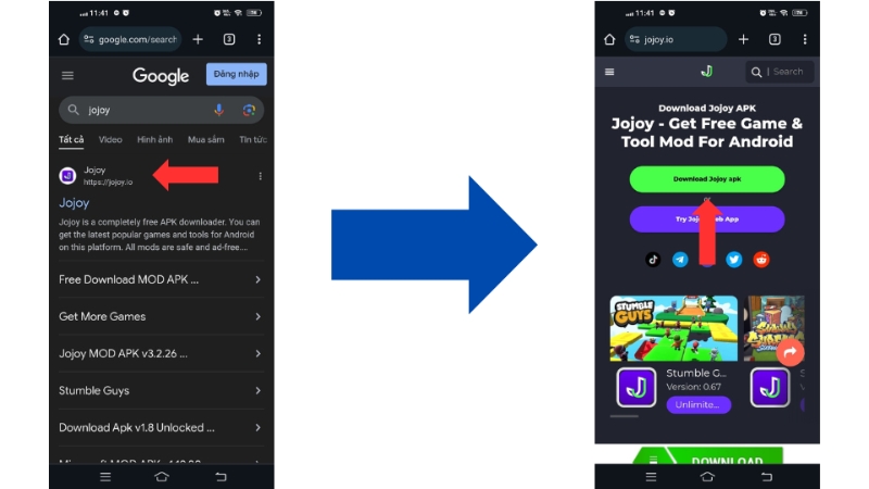 Nhấn Download Jojoy APK để tải xuống