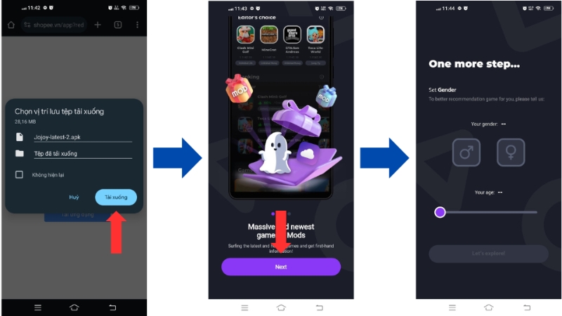 Chọn giới tính và độ tuổi