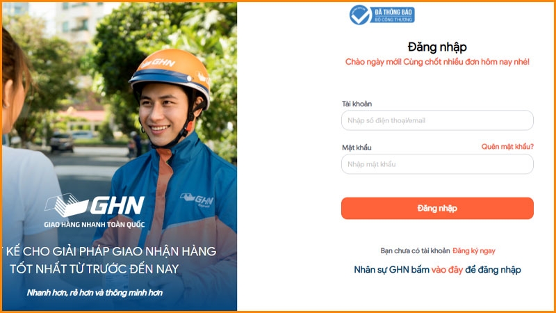 Truy cập vào website sso.ghn.vn và đăng nhập