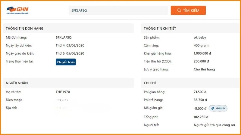 Xem thông tin đơn hàng