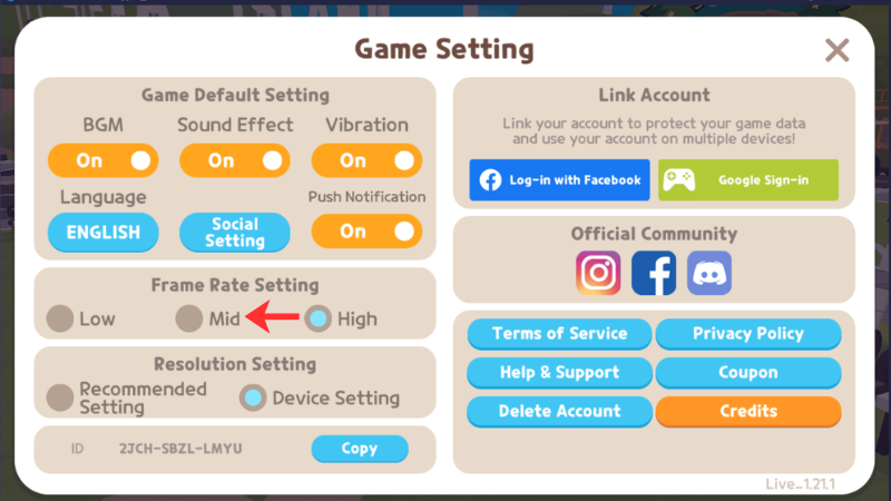 Điều chỉnh setting phù hợp với máy