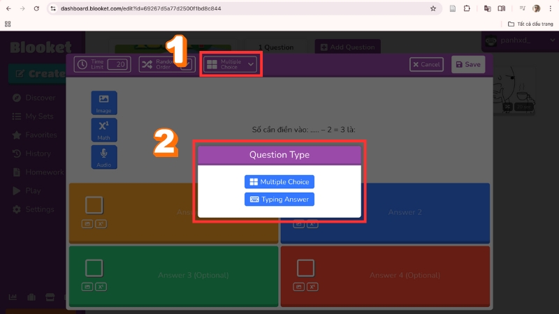 cách tạo trò chơi Blooket