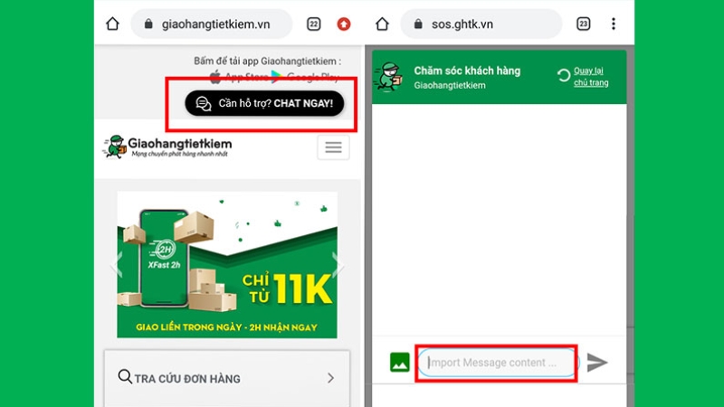 Tra cứu vận đơn qua tính năng gửi tin nhắn SOS