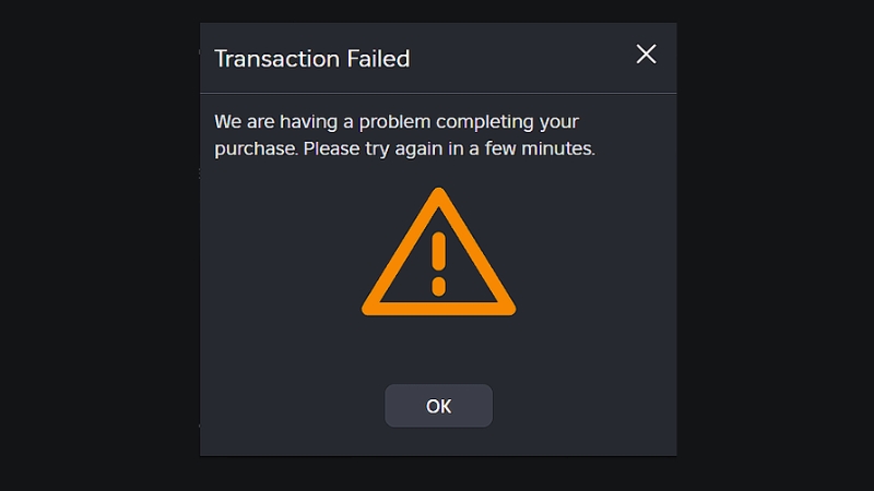 Thông báo nạp Robux bị lỗi