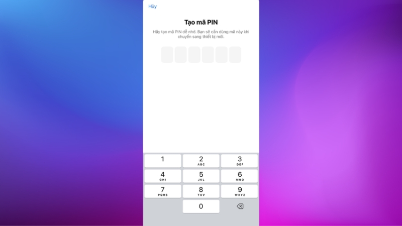 Tạo mã PIN 6 chữ số