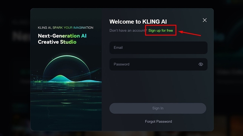 Nhấn vào Sign up for free để đăng ký