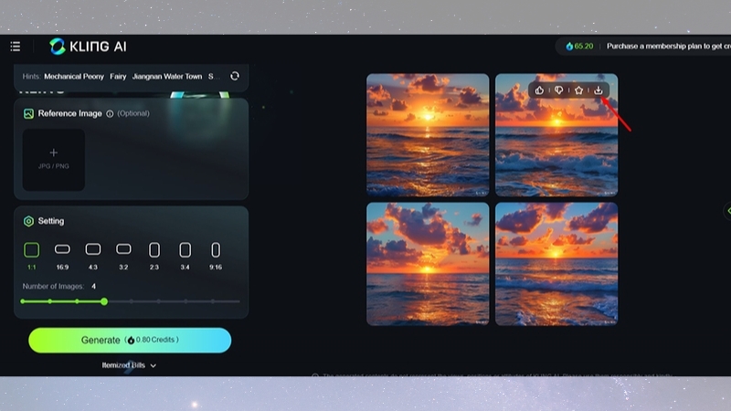 Nhấn vào biểu tượng tải xuống để tải về