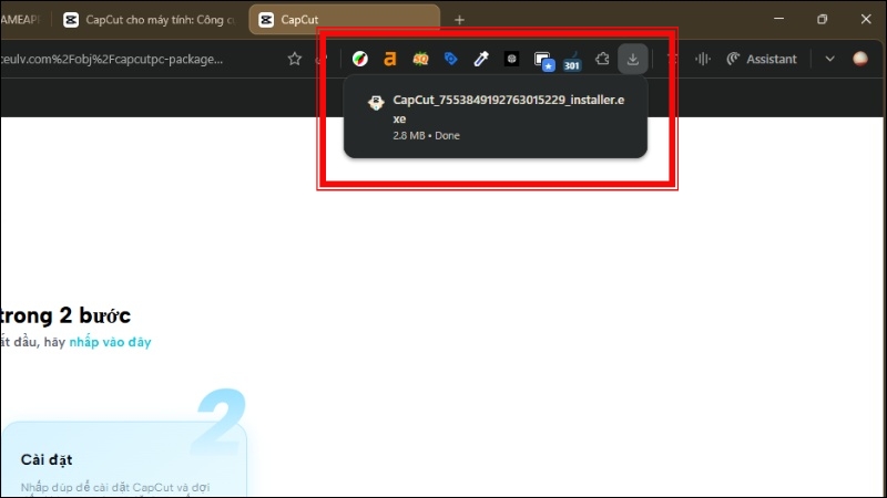 Mở file vừa tải