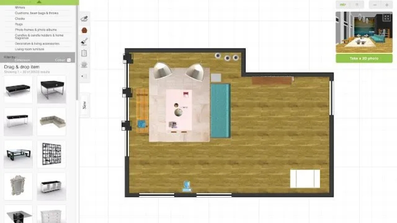 Roomstyler 3D Home Planner: Sử dụng đồ nội thất từ nhiều thương hiệu