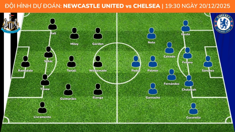 Dự kiến đội hình Newcastle gặp Chelsea vào 19:30 ngày 20/12