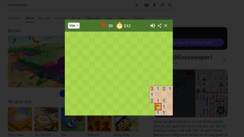 Đặt cờ ngay khi xác định ô đó chứa mìn