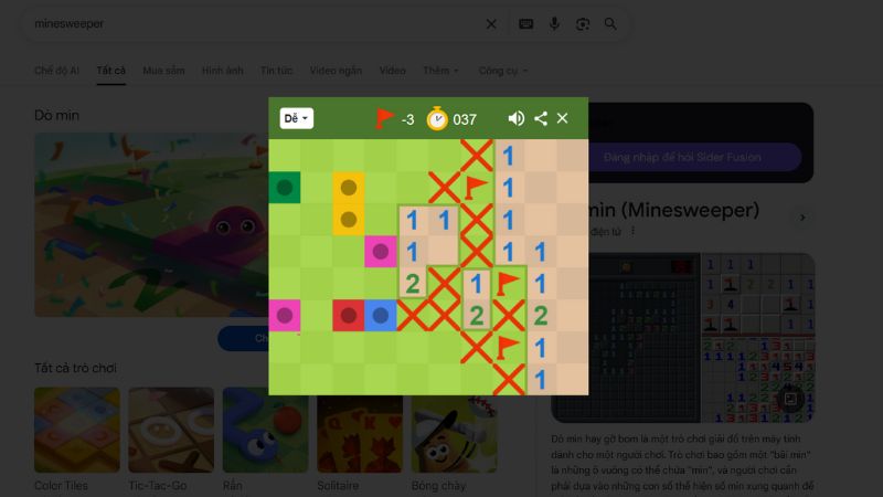 Đừng vội chọn các ô đáng nghi vì sẽ dễ trúng mìn
