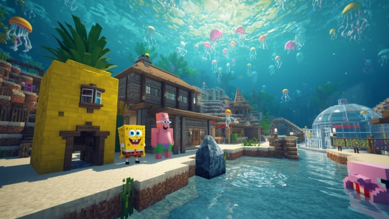Người chơi có thể tải và trải nghiệm Minecraft SpongeBob Biomes