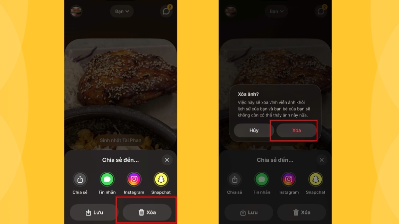 Nhấn Xóa và xác nhận