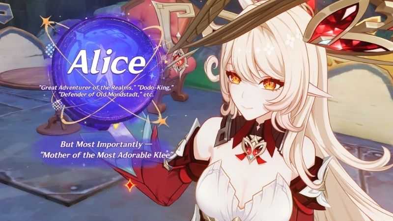 Alice với tạo hình pháp sư tóc vàng, nhân vật quan trọng trong lore và được biết đến là mẹ của Klee