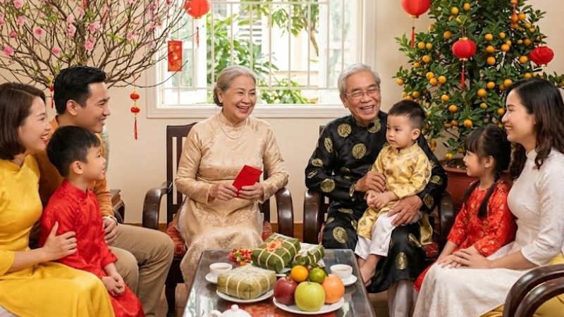Tết đoàn viên bên ông bà cùng những câu chúc Tết hay