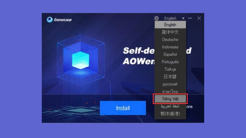 Chọn ngôn ngữ tiếng Việt khi cài đặt