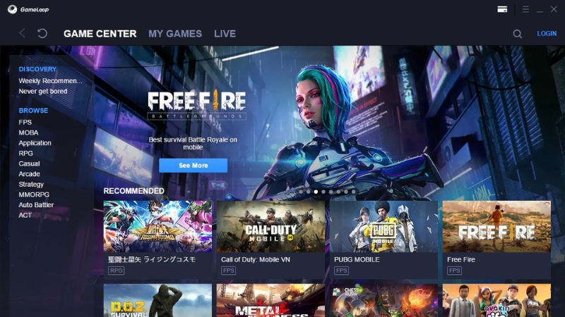 Giao diện GameLoop với kho game phong phú