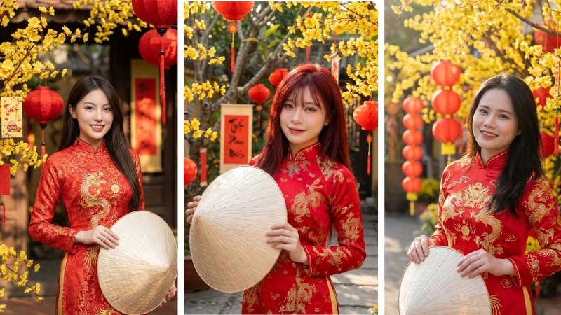 Nét đẹp truyền thống tôn vinh văn hóa Việt trong tà áo dài đỏ