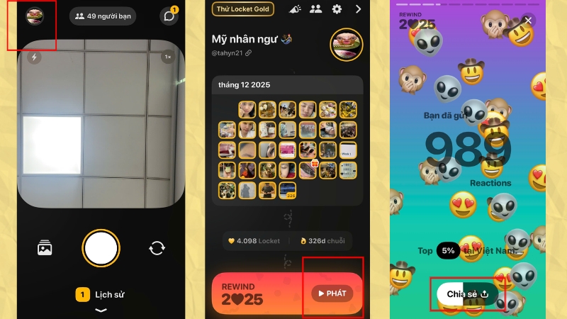 Hướng dẫn cách xem recap Locket Rewind 2025